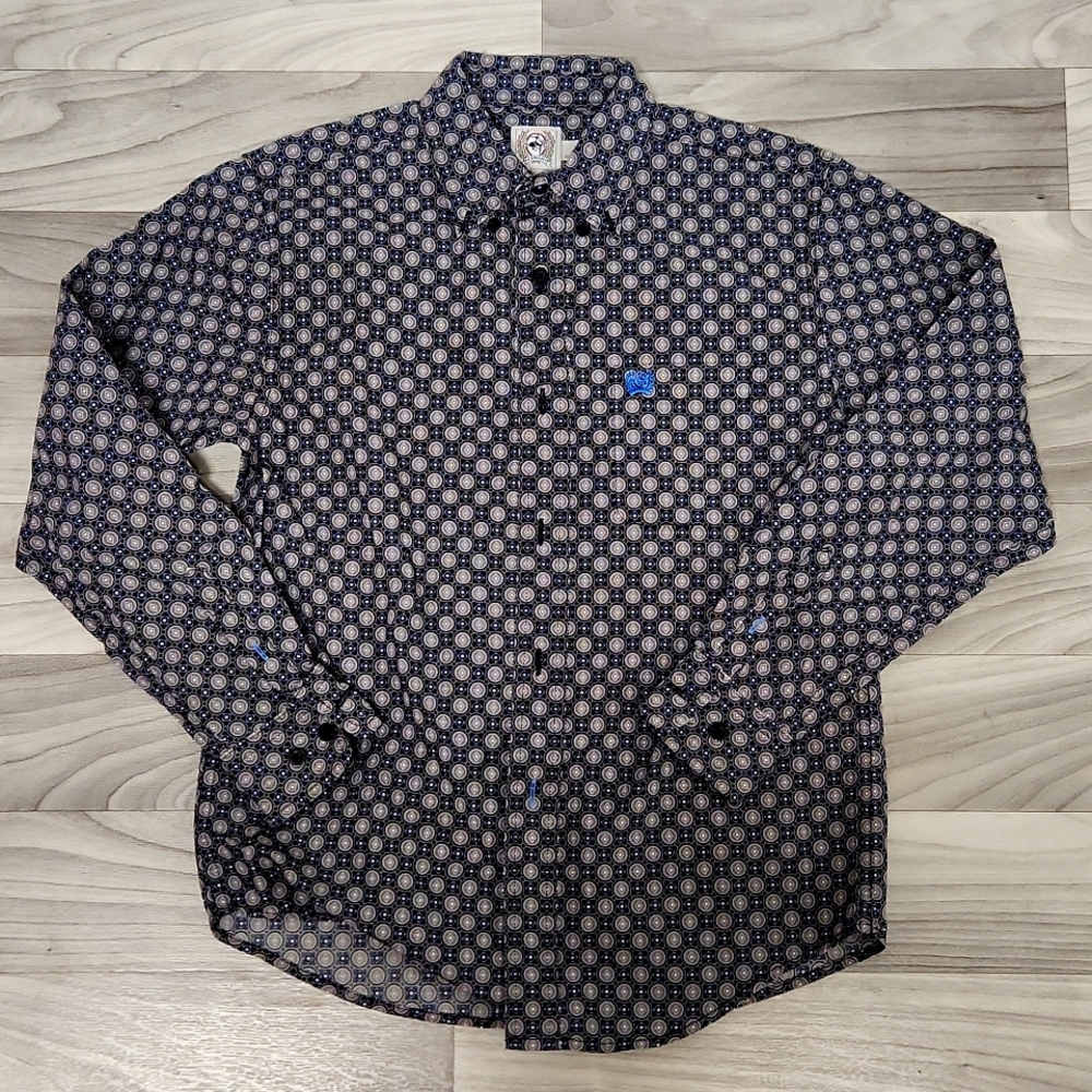 Cinch Boys' Black and Gray Print Long Sleeve Shirt